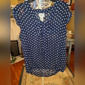 Sheer polka dot blue blouse, Medium